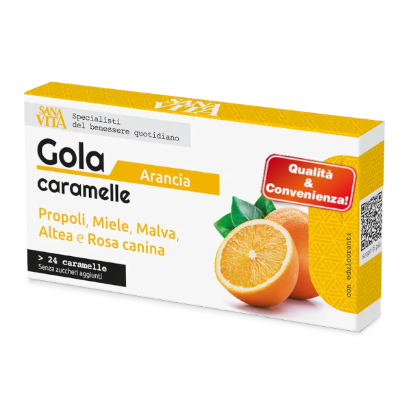 GOLA CARAMELLE kakla sūkājamās konfektes ar apelsīnu garšu